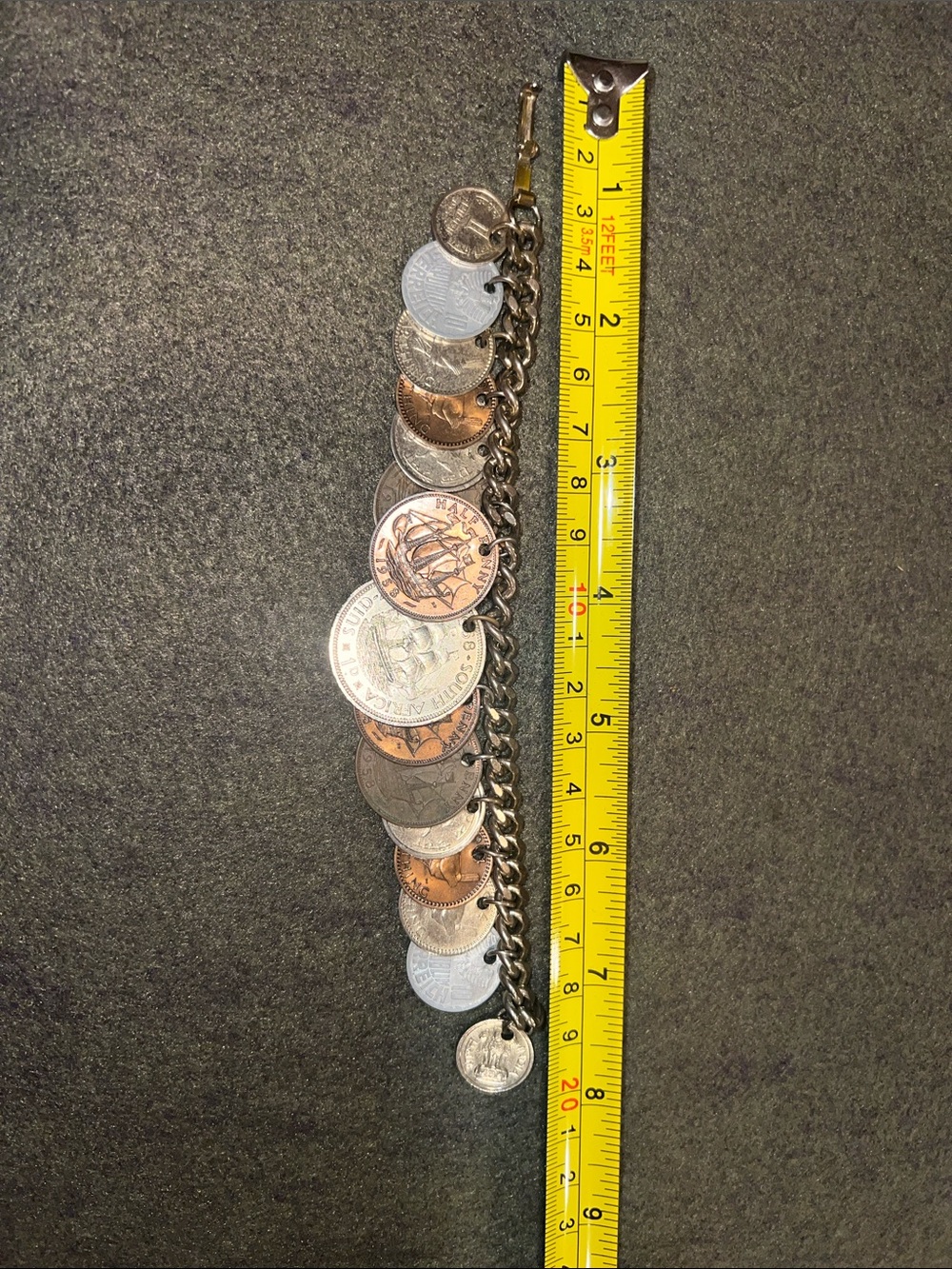 Vintage Coin Charm Bracelet in Mixed Metal Tones